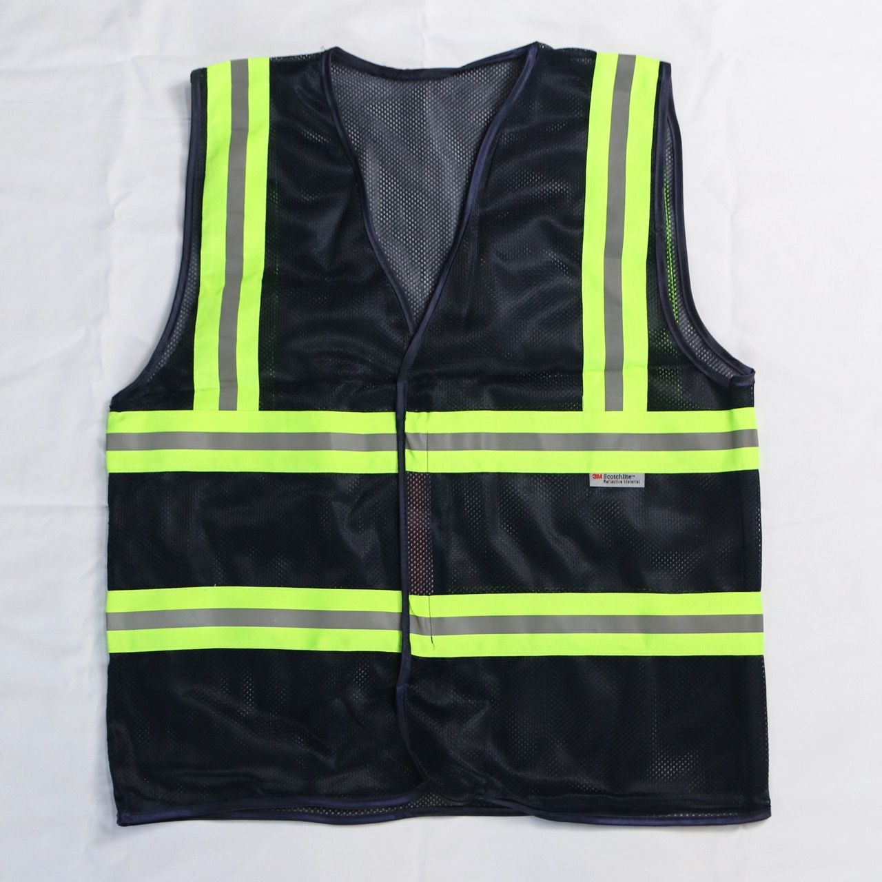 Hi-vis Type 3m safety vest color dark  with 5cm green striped reflective