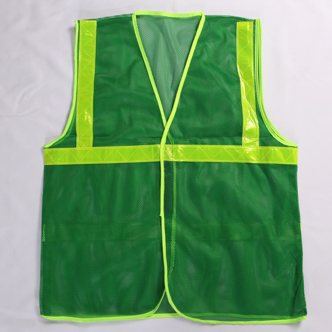 Hi-Vis safety Vest for Public Works Green Color Yellow Reflective Tape PVC