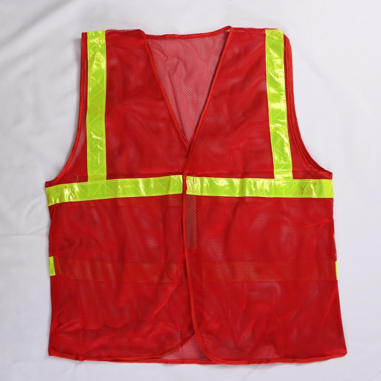 Hi-Vis safety Vest for Public Works Red color with Triangular Banana Plastic Reflective Tape