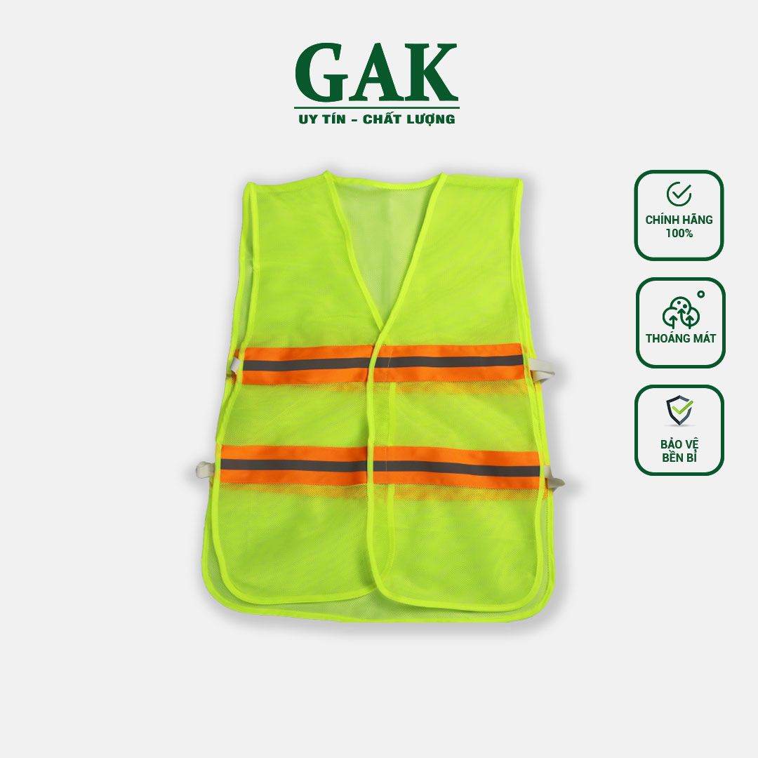 Bright banana-colored mesh reflective vest with two elastic sides and 5cm striped orange reflective materia