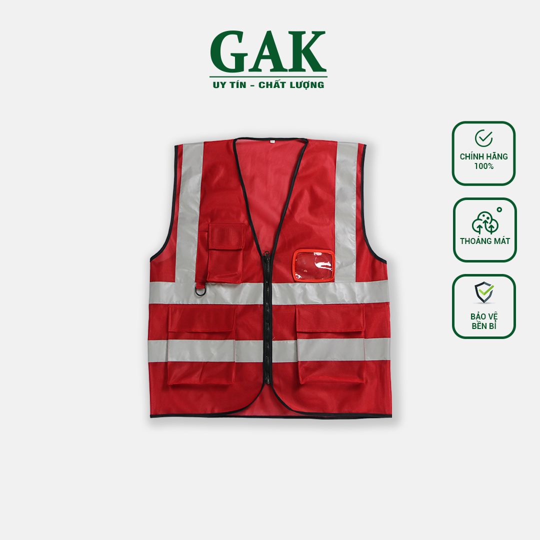Hi Vis Palize Safety Vest Red color with 5cm high bright poly reflective stripes