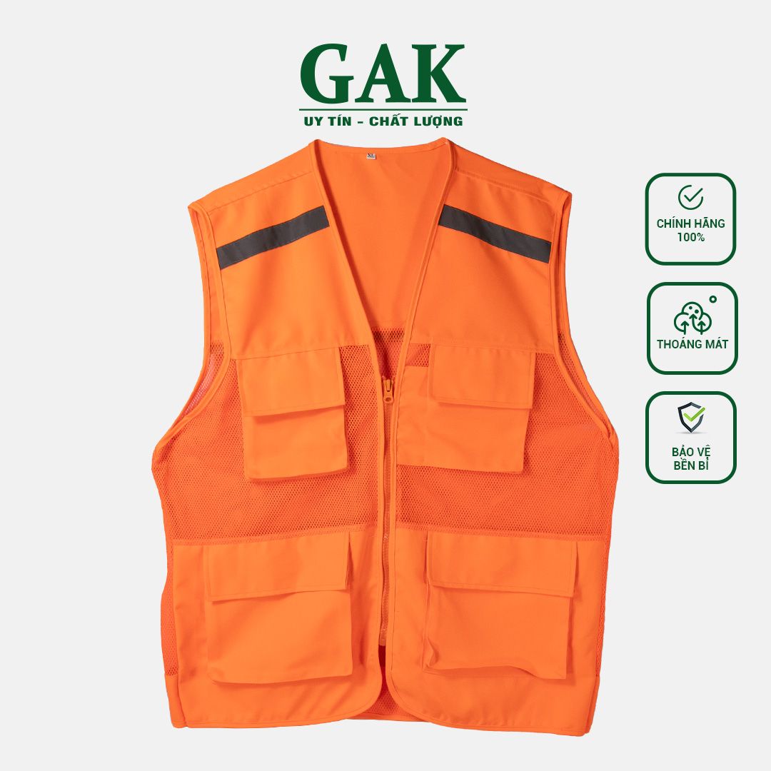 Mẫu áo ghi lê bảo hộ phản quang 4 túi