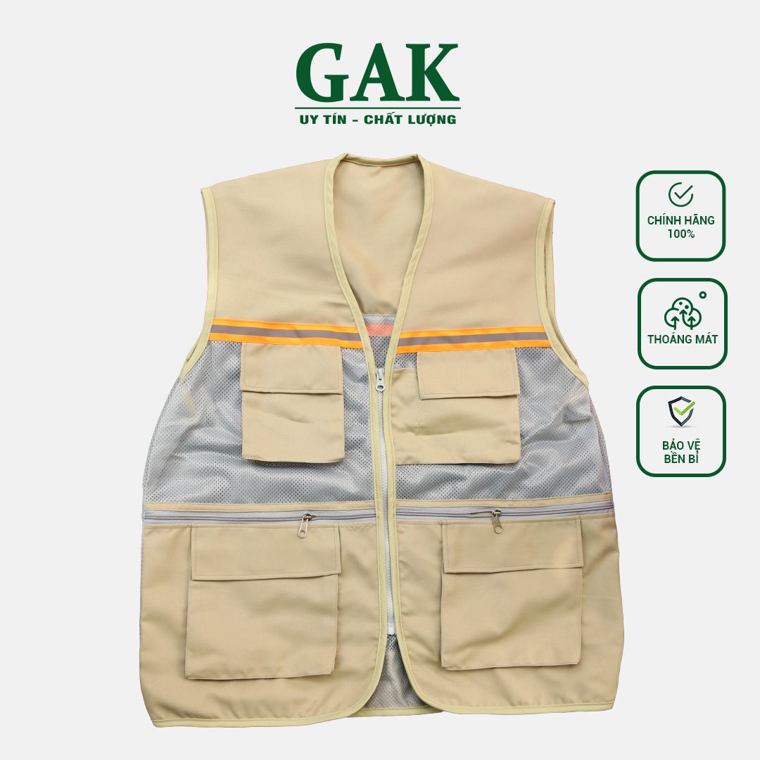 Mẫu áo ghi lê kỹ sư vải kaki thành công cao cấp