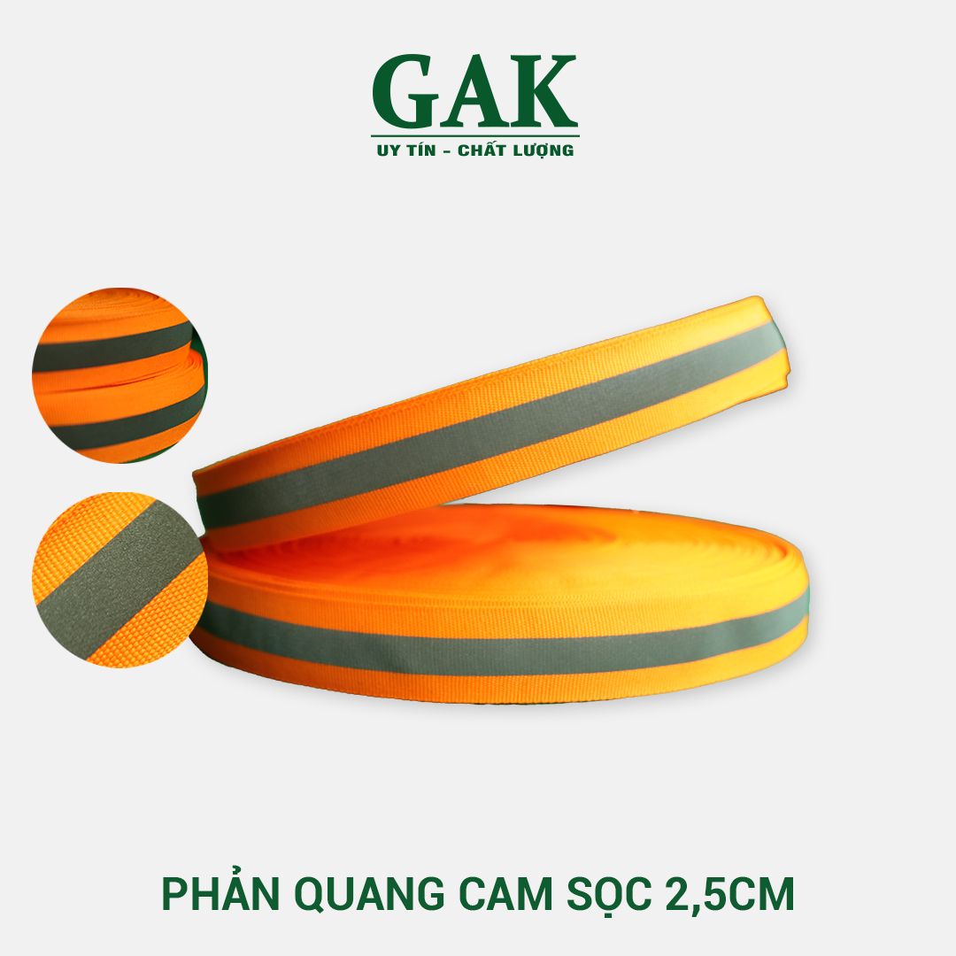 Phản quang vải cam sọc 2,5cm x 100m