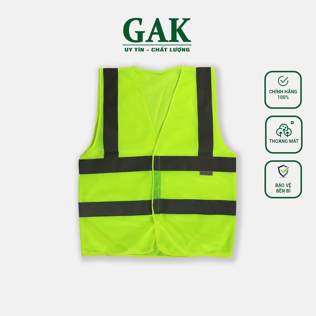 Hi-vis Type 3m safety vest  neon green color with 5cm high poly reflective stripes