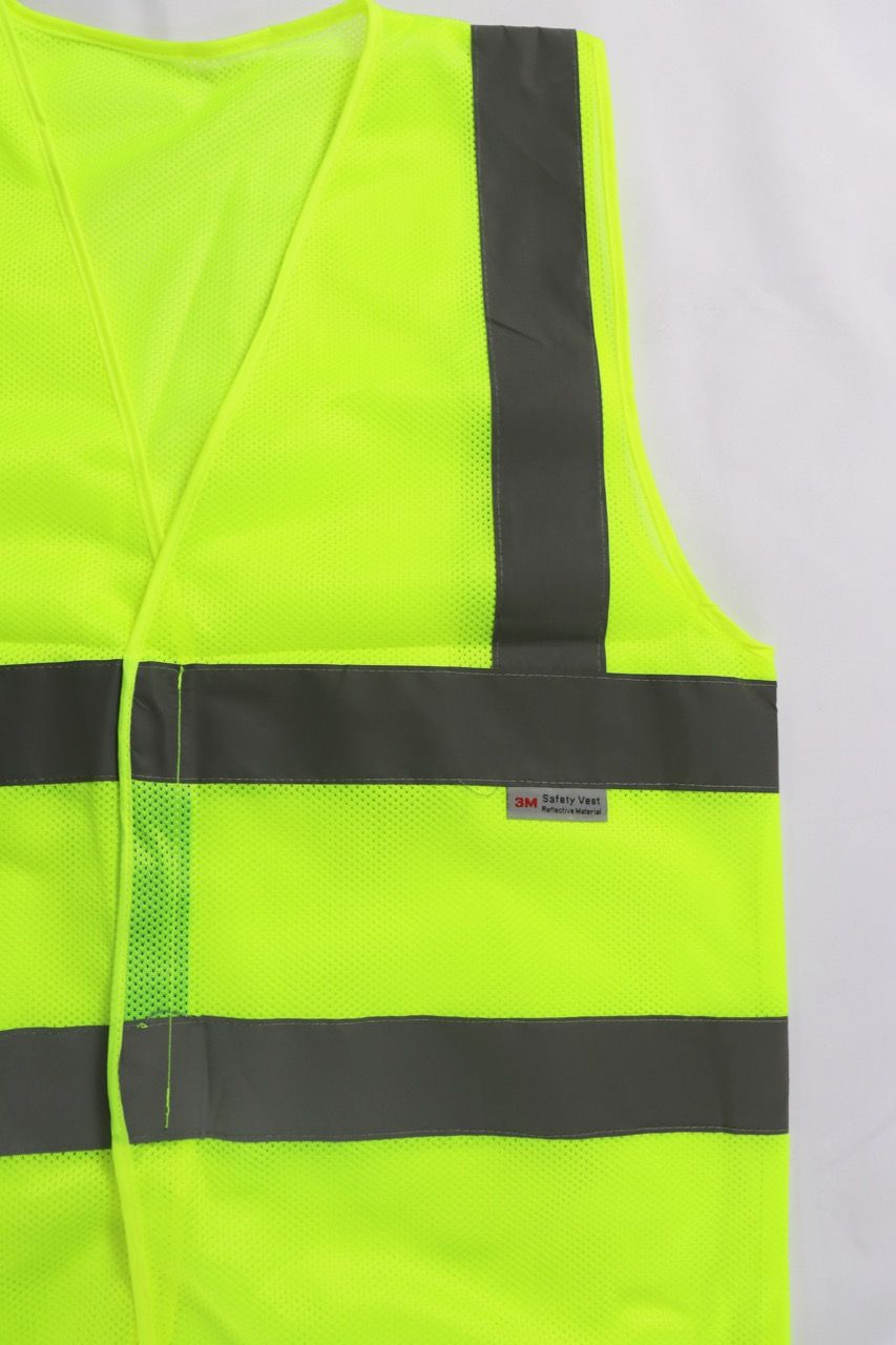 Hi-vis Type 3m safety vest  neon green color with 5cm high poly reflective stripes