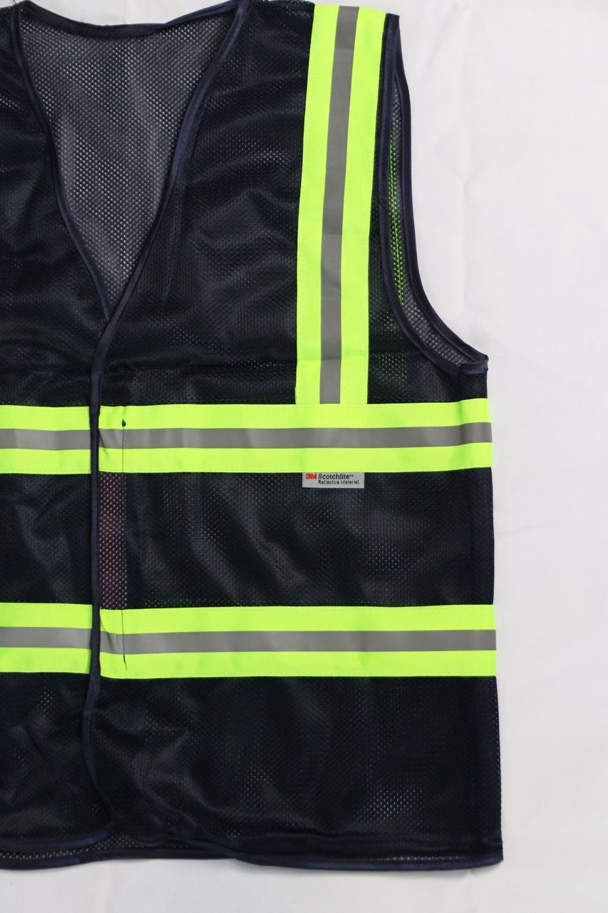 Hi-vis Type 3m safety vest color dark  with 5cm green striped reflective
