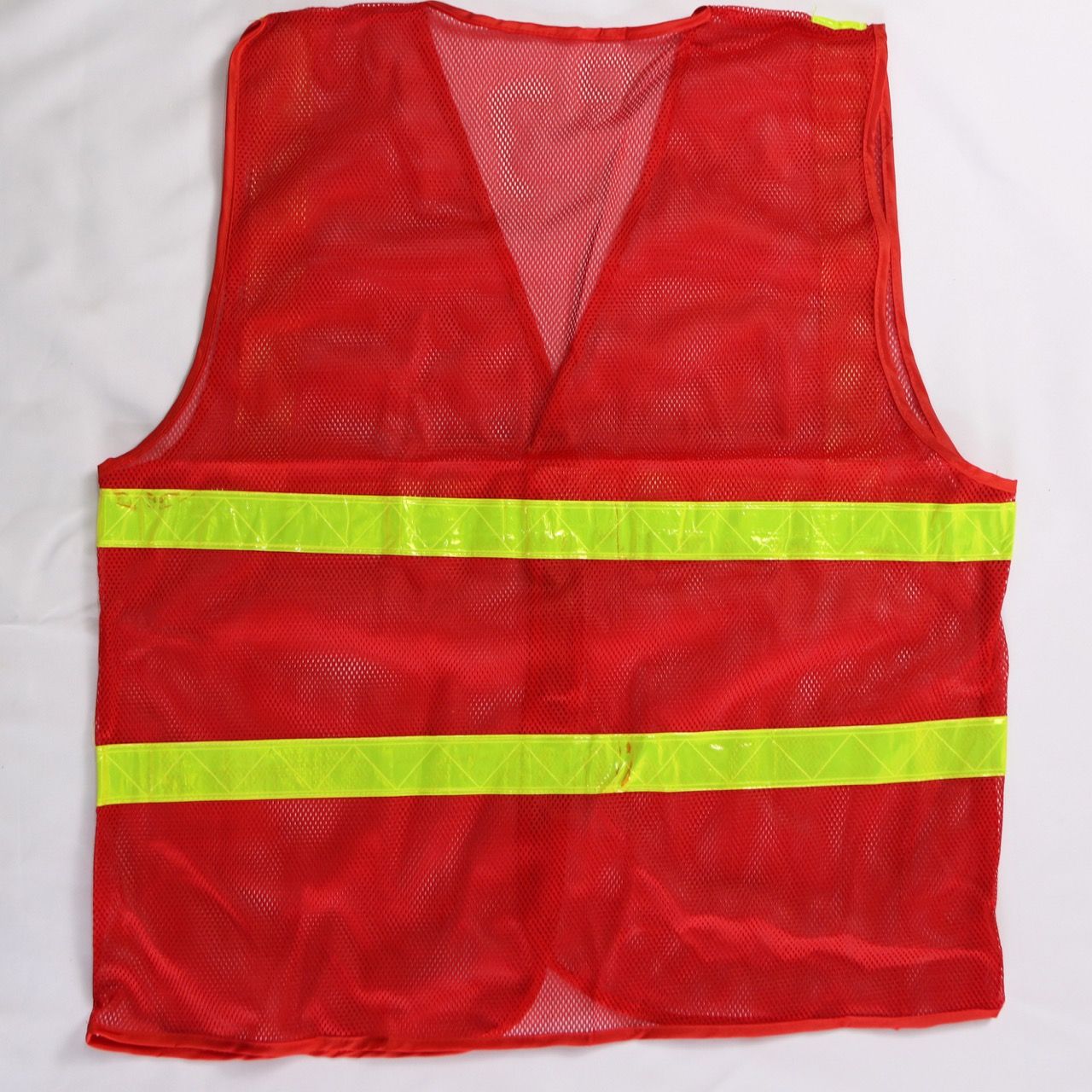 Hi-Vis safety Vest for Public Works Red color with Triangular Banana Plastic Reflective Tape