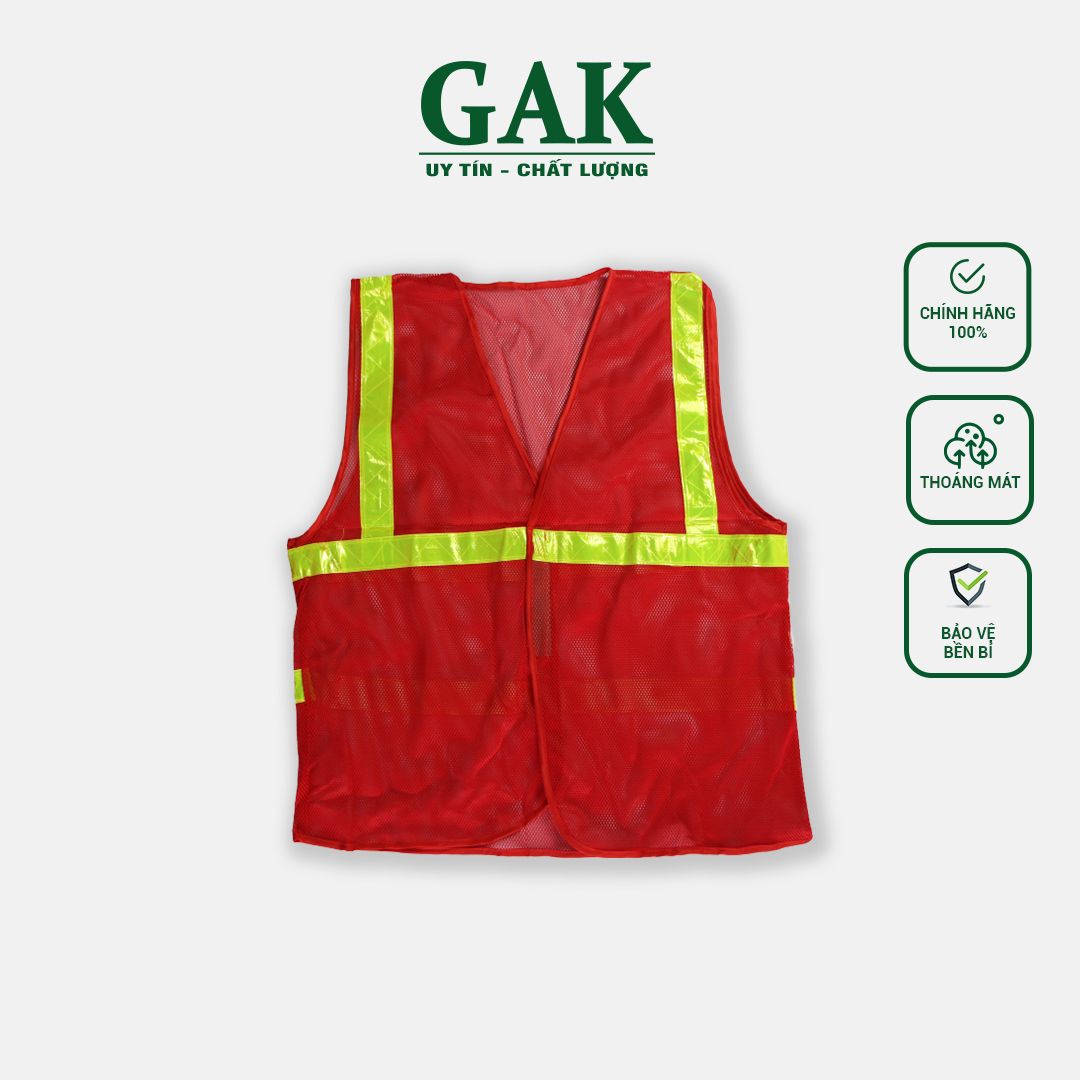 Hi-Vis safety Vest for Public Works Red color with Triangular Banana Plastic Reflective Tape