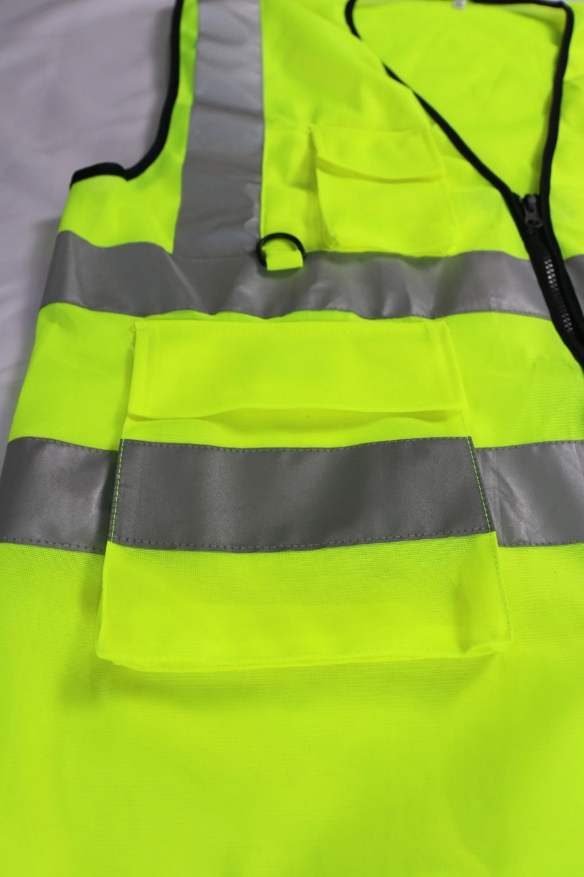 Hi Vis Palize Safety Vest neon green color with 5cm high bright poly reflective stripes