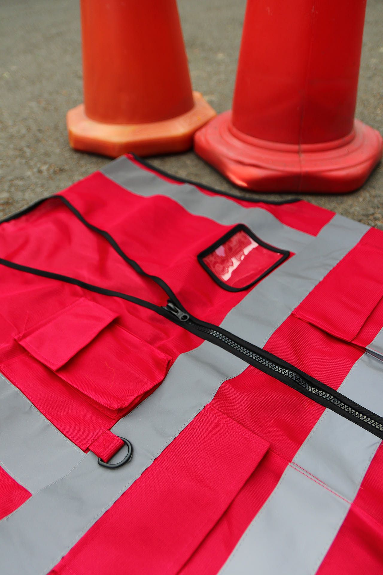 Hi Vis Palize Safety Vest Red color with 5cm high bright poly reflective stripes
