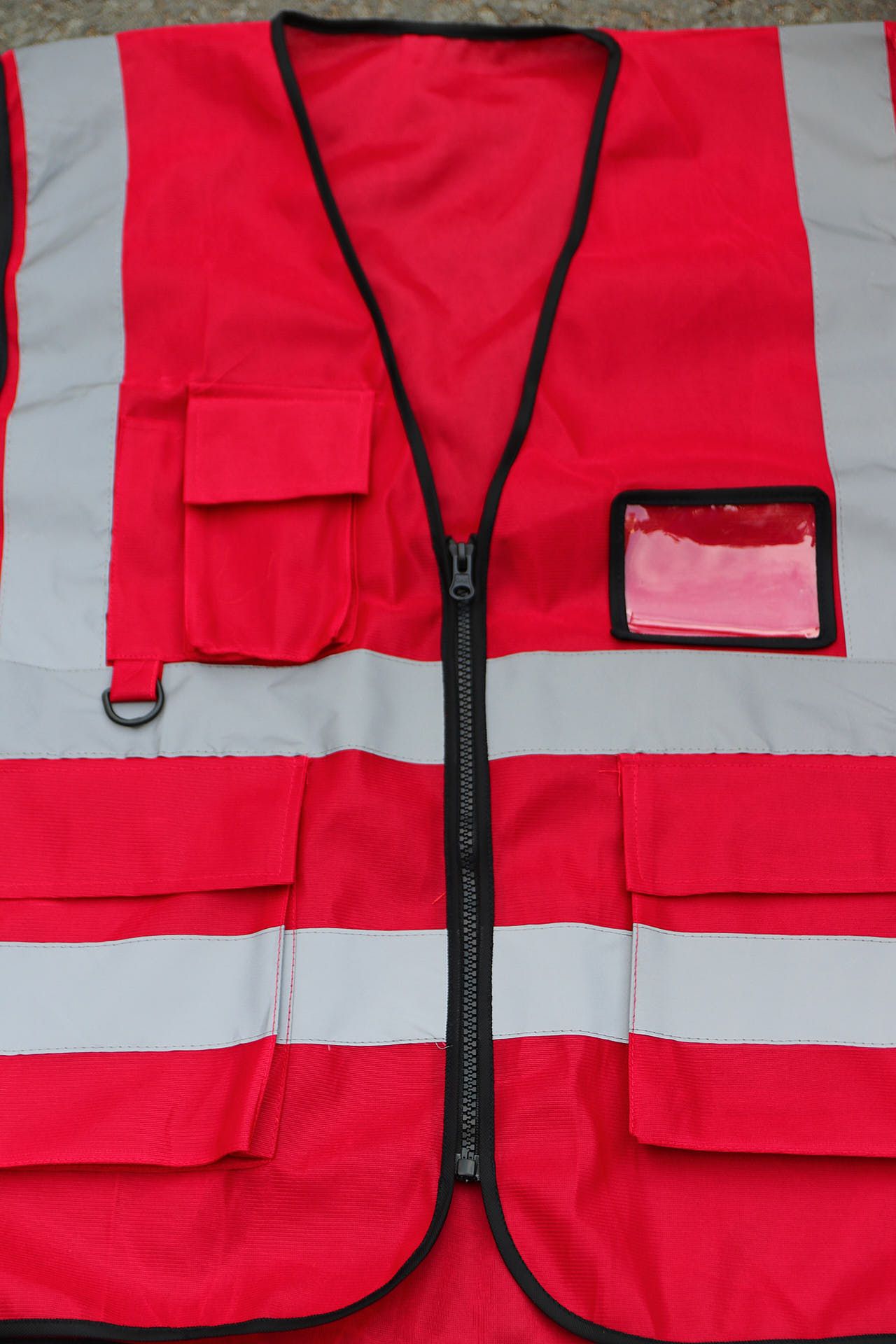 Hi Vis Palize Safety Vest Red color with 5cm high bright poly reflective stripes