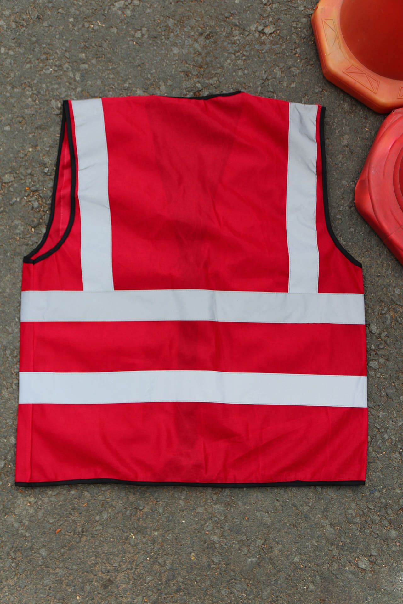 Hi Vis Palize Safety Vest Red color with 5cm high bright poly reflective stripes
