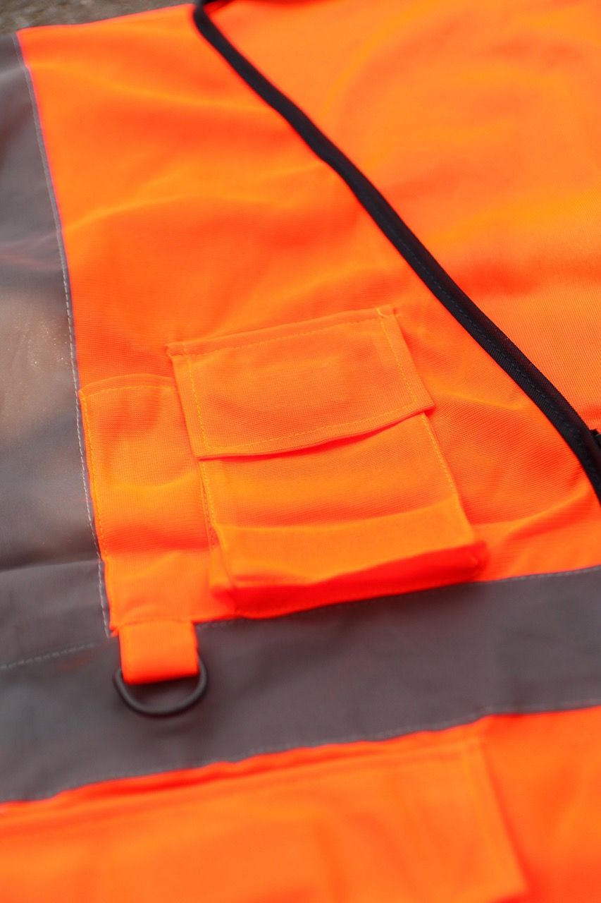 Hi Vis Palize Safety Vest Neon Orange color with 5cm high bright poly reflective stripes
