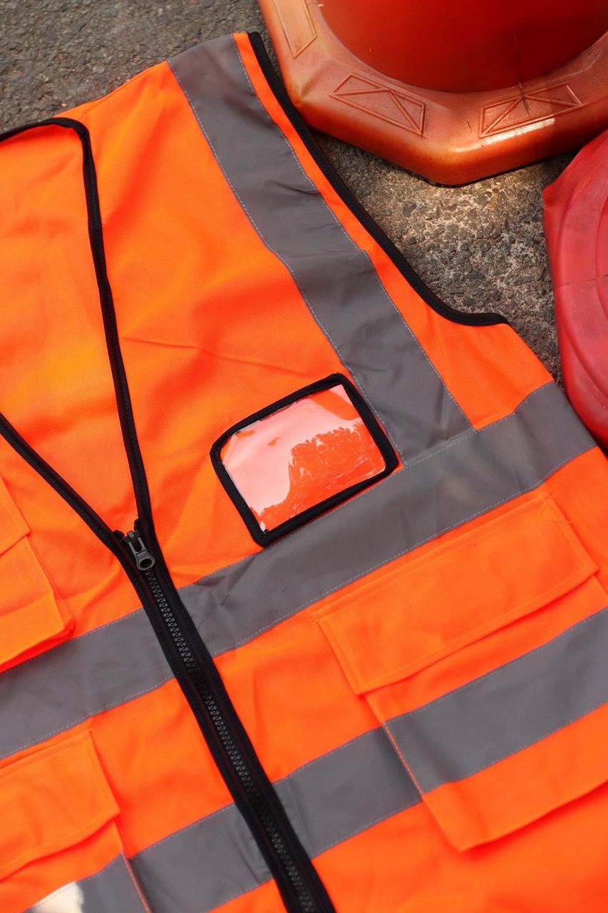 Hi Vis Palize Safety Vest Neon Orange color with 5cm high bright poly reflective stripes