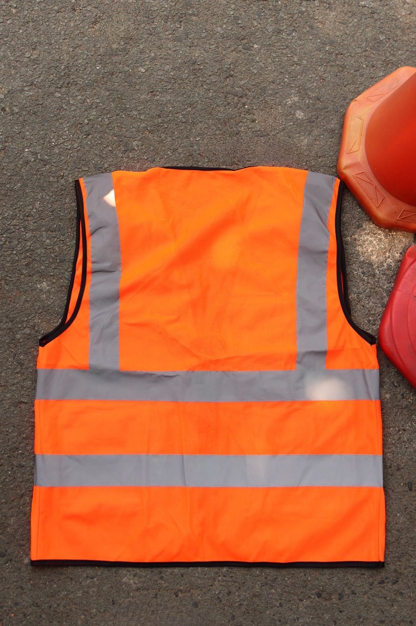 Hi Vis Palize Safety Vest Neon Orange color with 5cm high bright poly reflective stripes