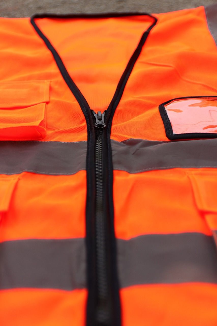 Hi Vis Palize Safety Vest Neon Orange color with 5cm high bright poly reflective stripes