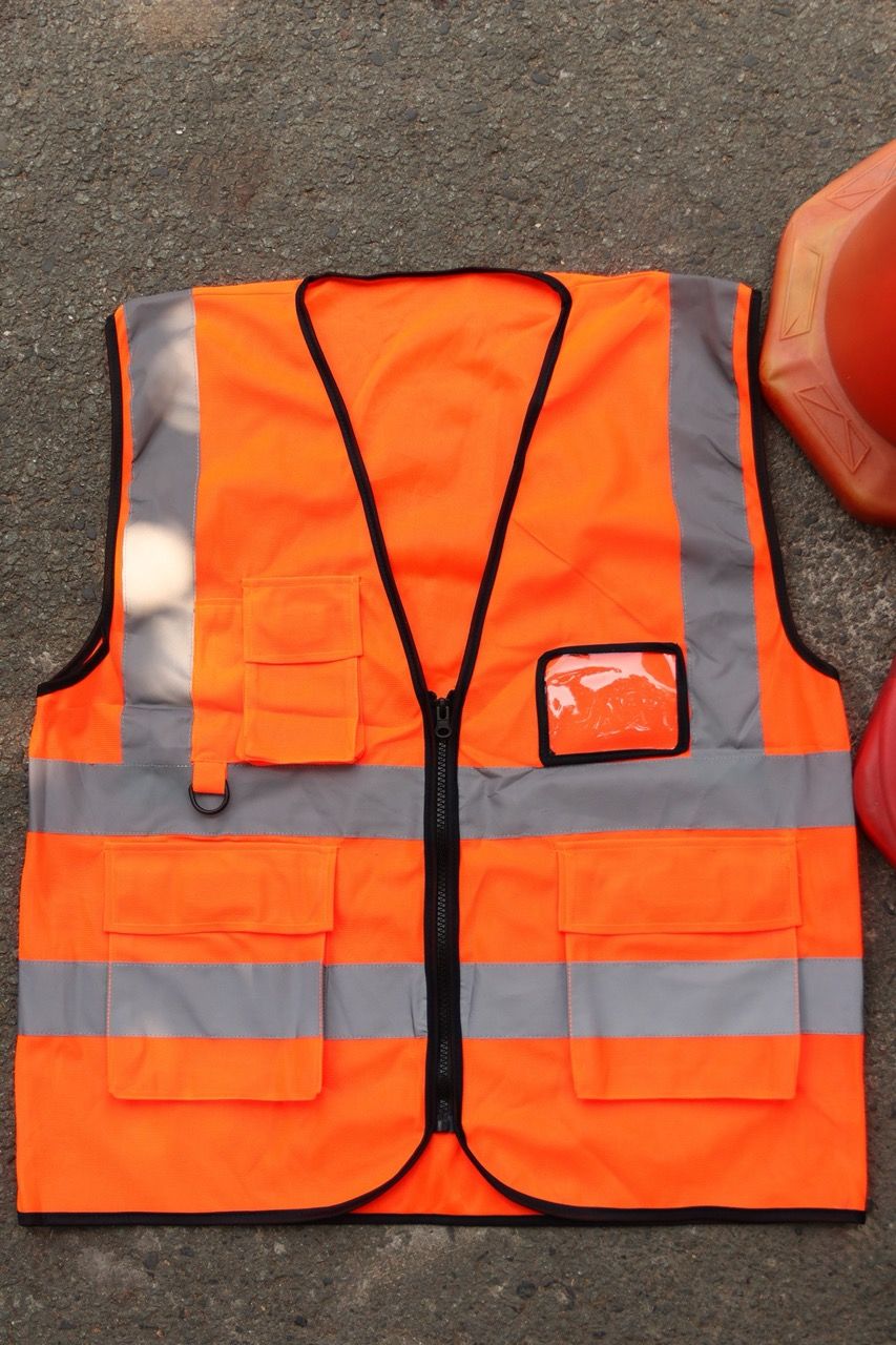 Hi Vis Palize Safety Vest Neon Orange color with 5cm high bright poly reflective stripes